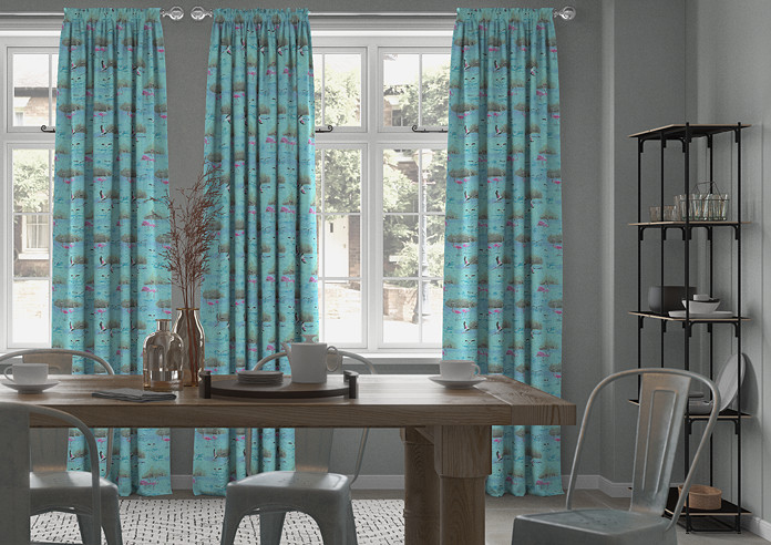 Flamingos, Aqua - Made to Measure Curtains - Image 3